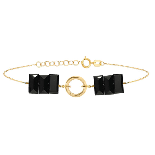 Gemmy Dainty Rectangle Gemstone Bracelet - Winter Parties Bracelets Robyn Canady Gold Black Onyx 