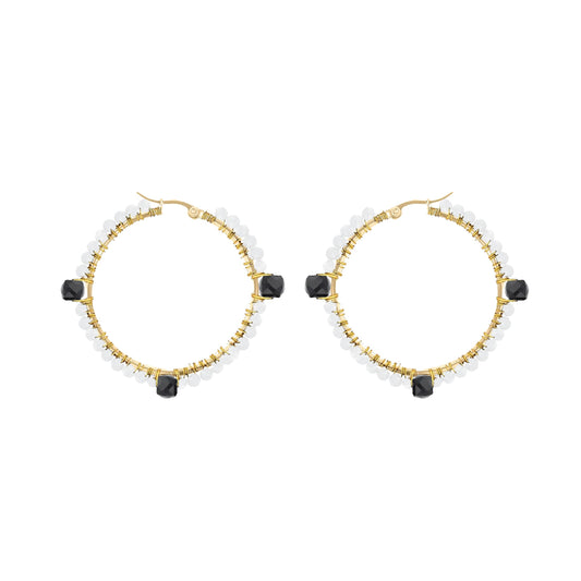 Gemstone Hoops - Winter Parties Robyn Canady Gold Black Onyx 