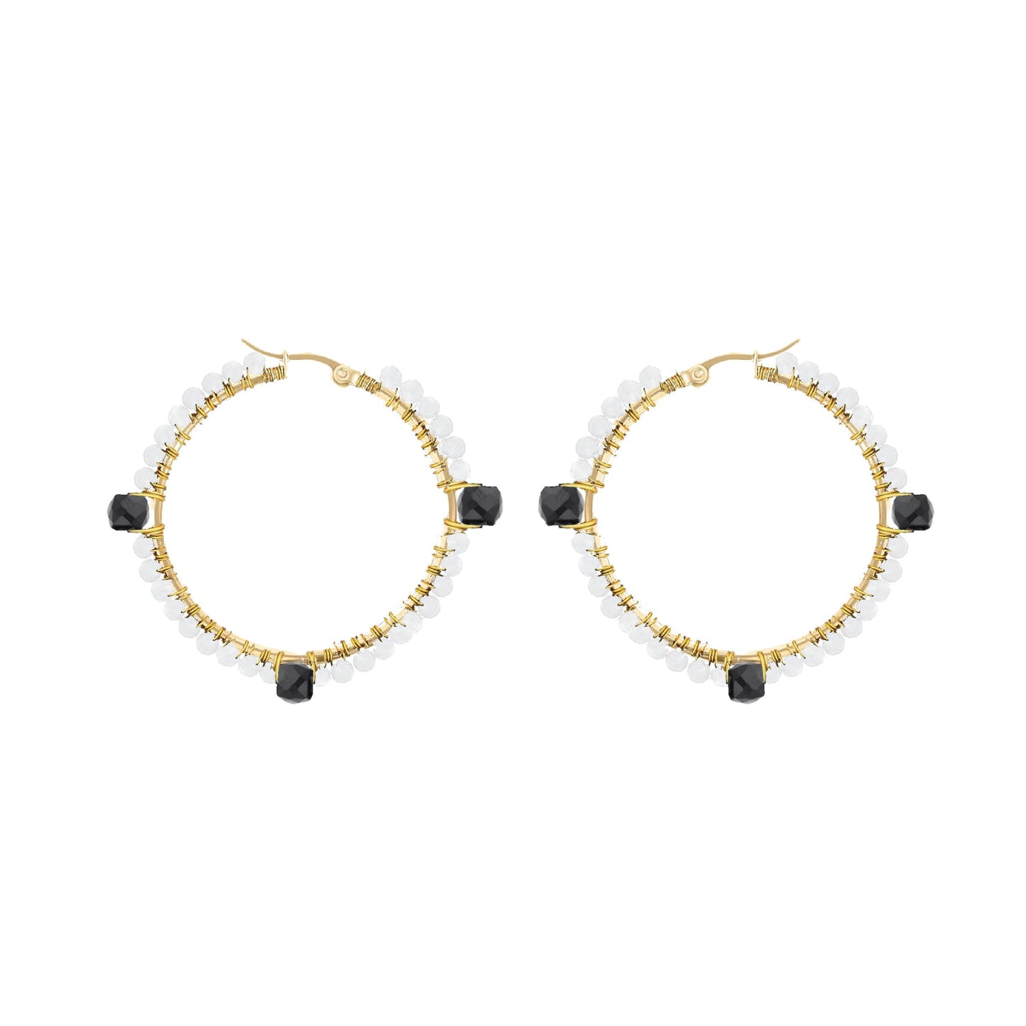 Gemstone Hoops - 8 color choices Robyn Canady Gold Black Onyx 