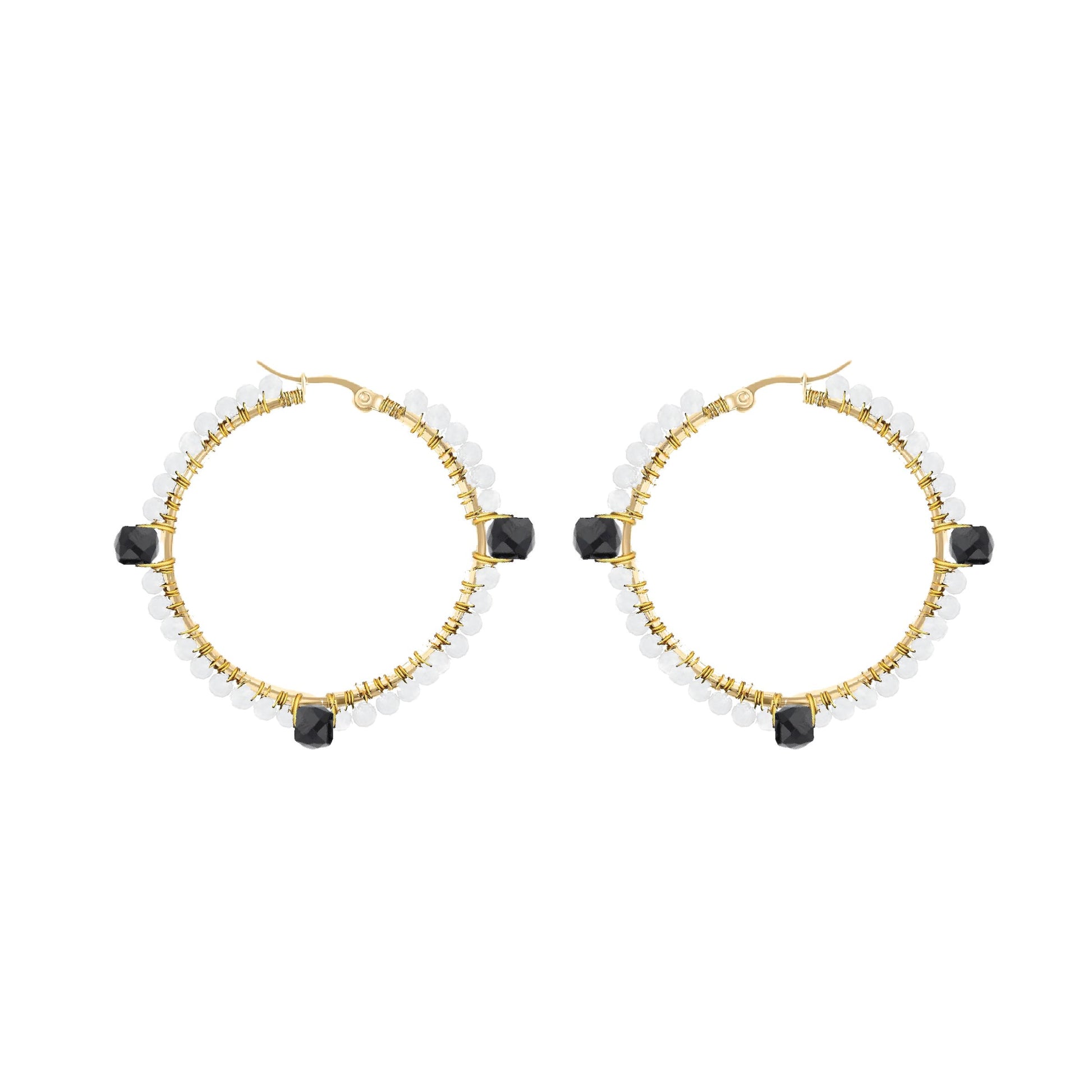 Gemstone Hoops - 8 color choices Robyn Canady Gold Black Onyx 