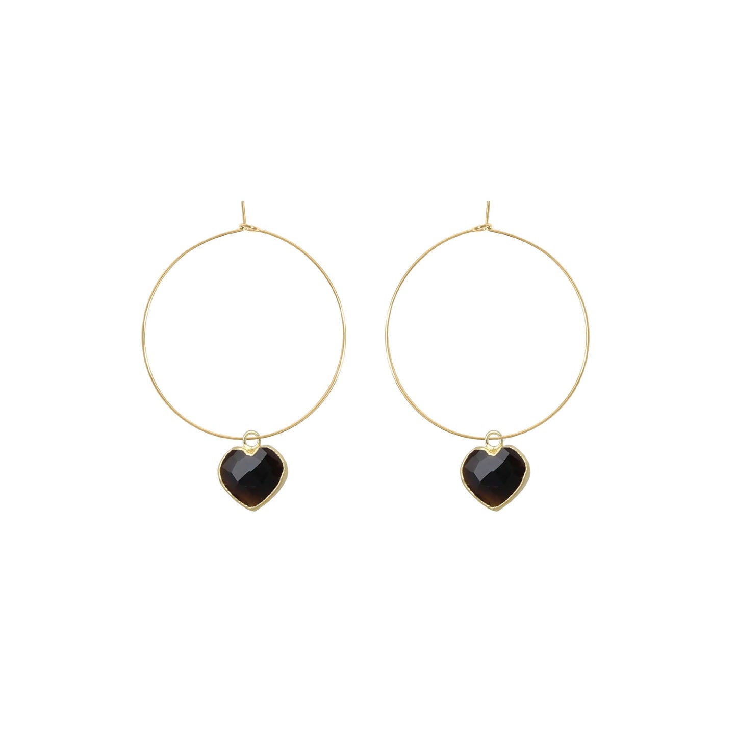 Gemstone Heart Hoop Earrings - 6 color options Robyn Canady Black Onyx 