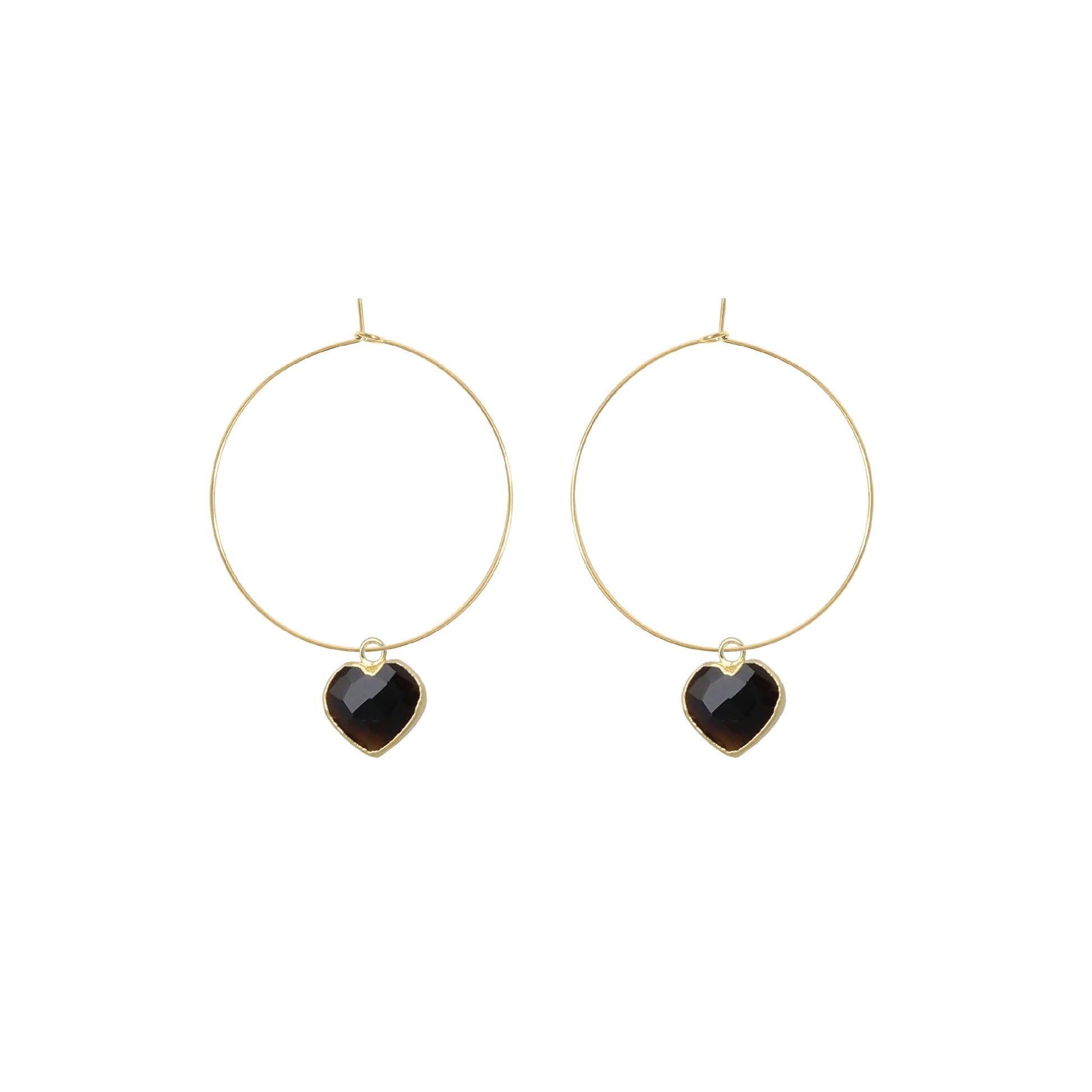 Gemstone Heart Hoop Earrings - 6 color options Robyn Canady Black Onyx 