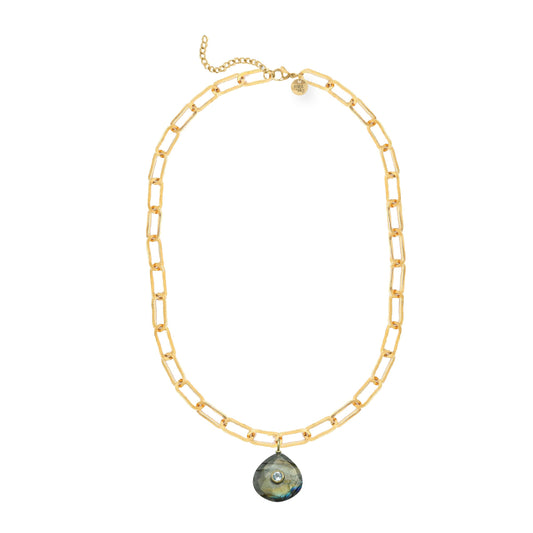 Labradorite and Blue Topaz Paperclip Chain Necklace Necklace Robyn Canady 