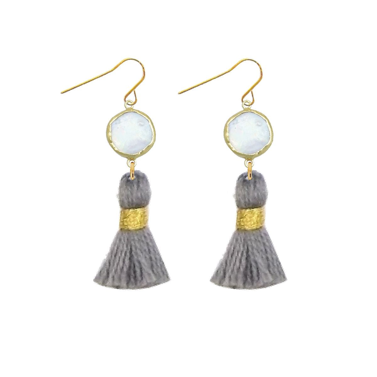 Pearl and Grey Tassel Earrings Robyn Canady 