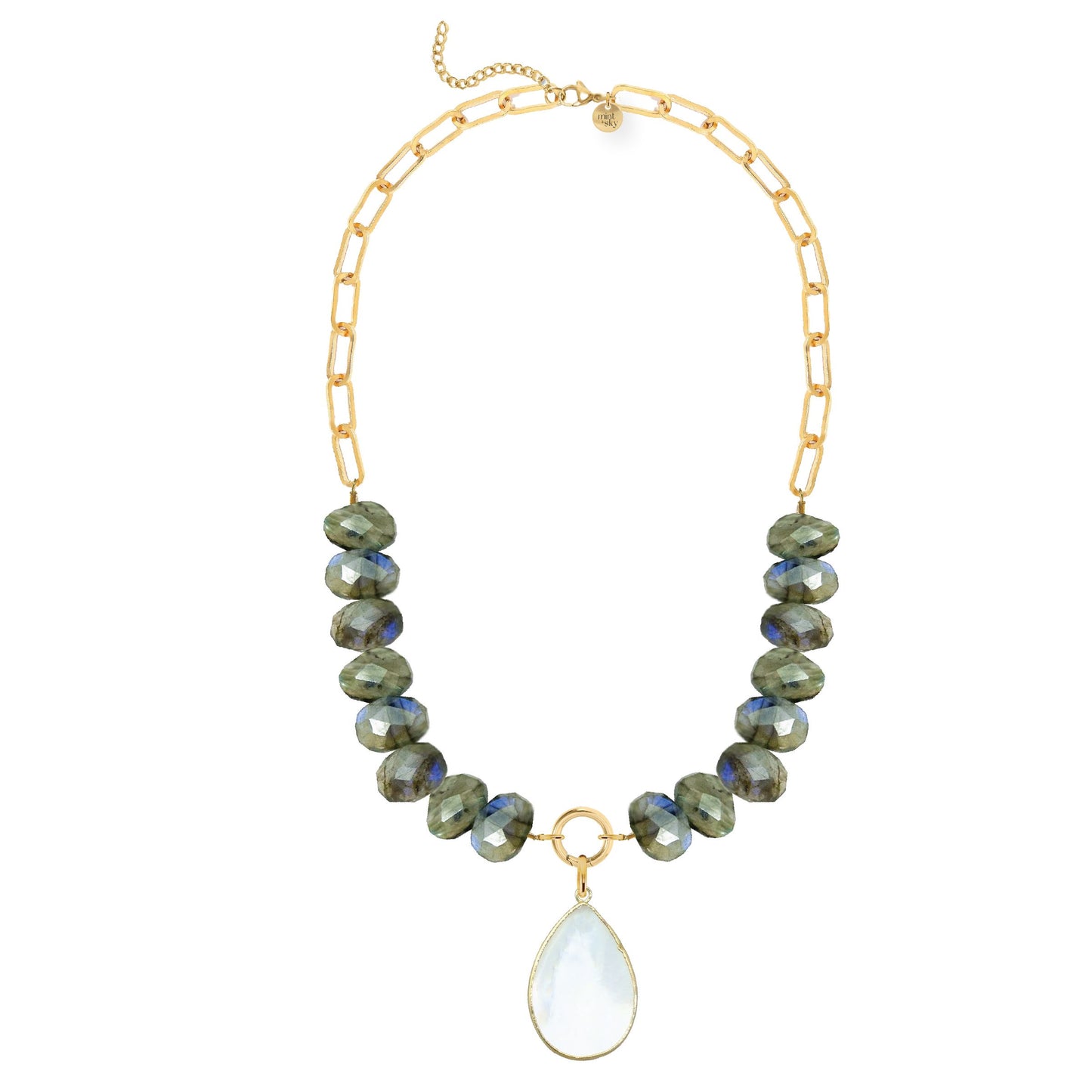 Natasha Labradorite and Mother of Pearl Statement Necklace Necklace Robyn Canady 