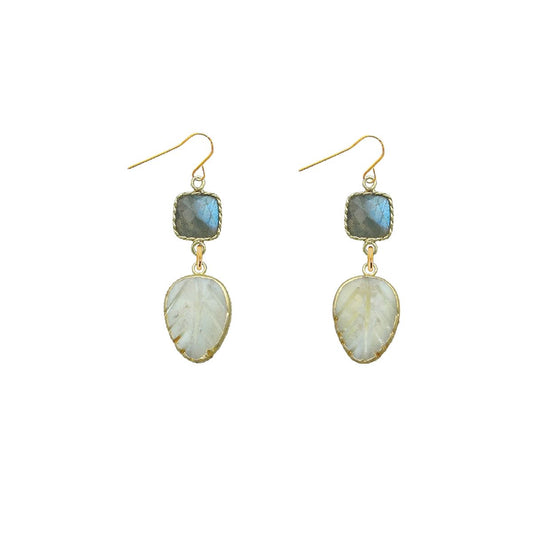 Labradorite and Mother of Pearl Leaf Earrings Robyn Canady 