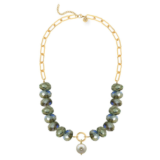 Labradorite and Freshwater Pearl Statement Necklace Necklace Robyn Canady 
