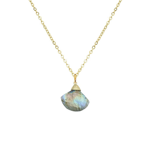 Labradorite Fan Necklace Robyn Canady 18K Stainless Steel 