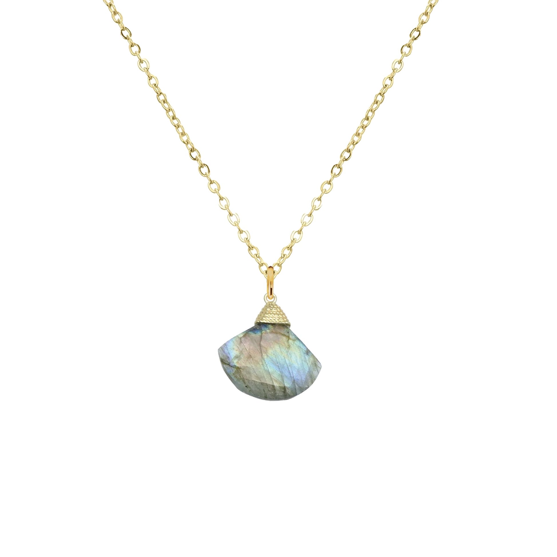 Gemstone Fan Necklace - 2 color options Robyn Canady 18K Stainless Steel Labradorite 