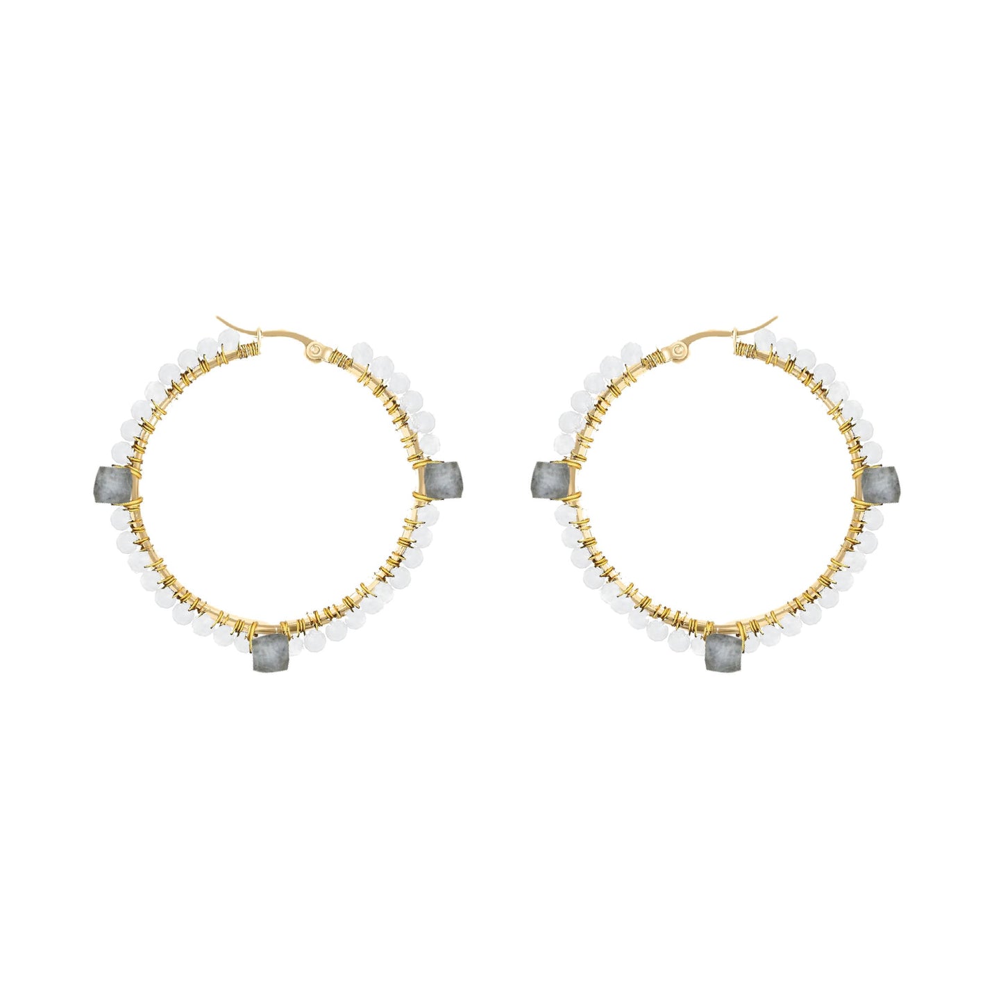 Labradorite and Moonstone Hoops Robyn Canady 