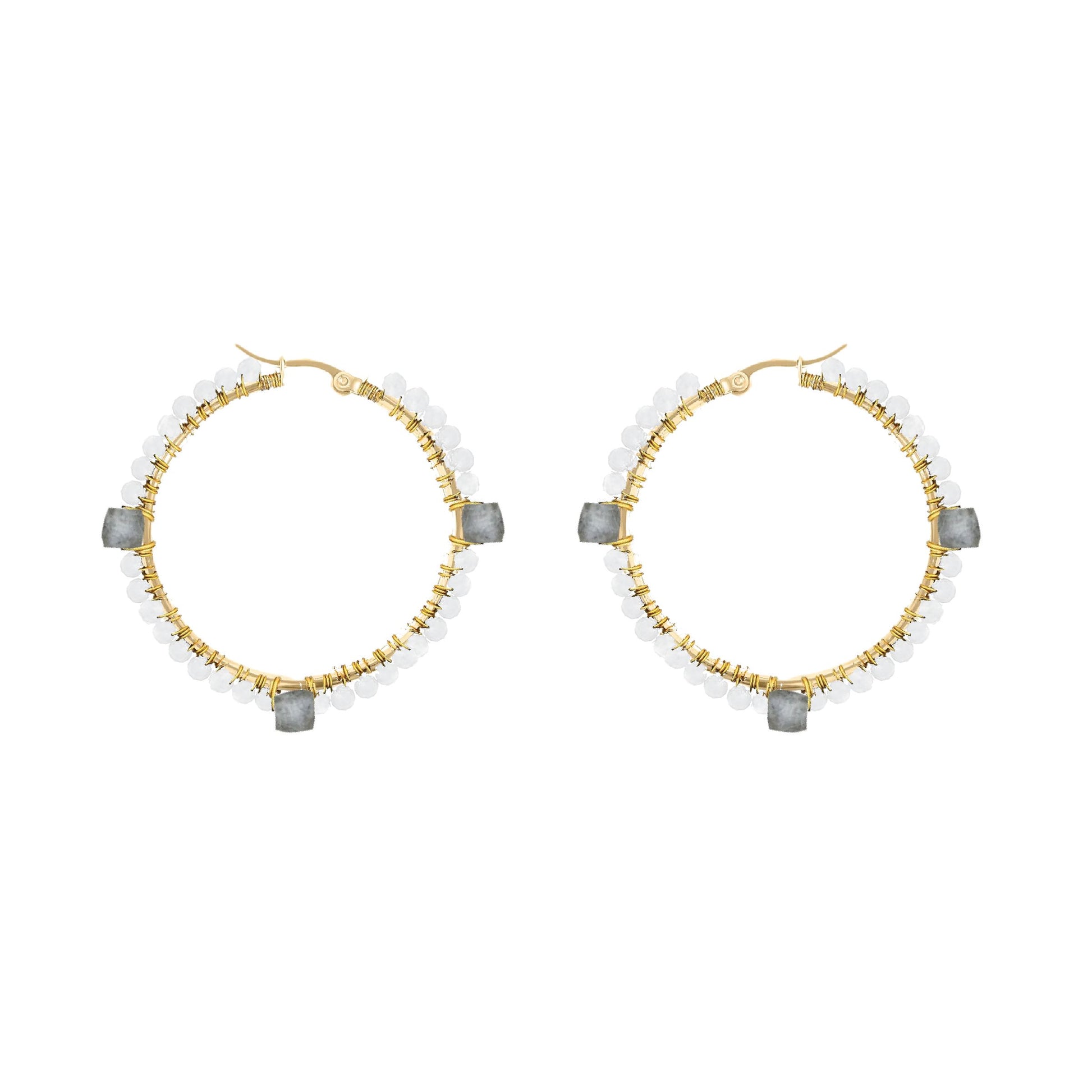 Labradorite and Moonstone Hoops Robyn Canady 