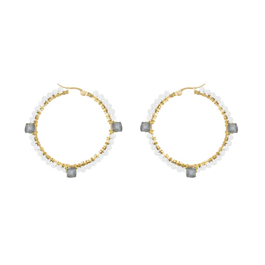 Labradorite and Moonstone Hoops Robyn Canady 