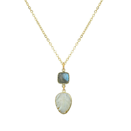 Labradorite and Mother of Pearl Leaf Necklace Robyn Canady 