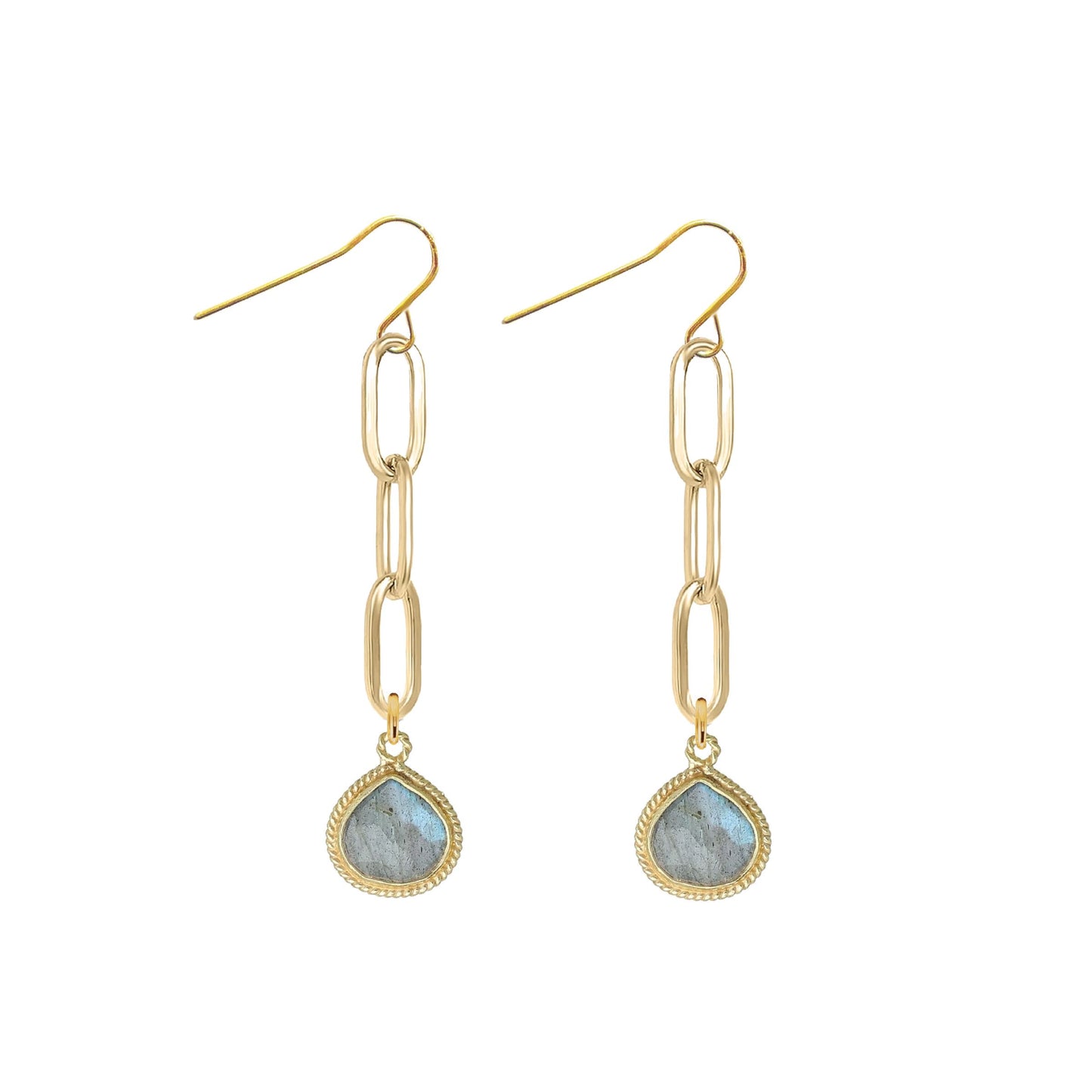 Paperclip Drop Earrings with Teardrop - 9 color options Robyn Canady Labradorite 