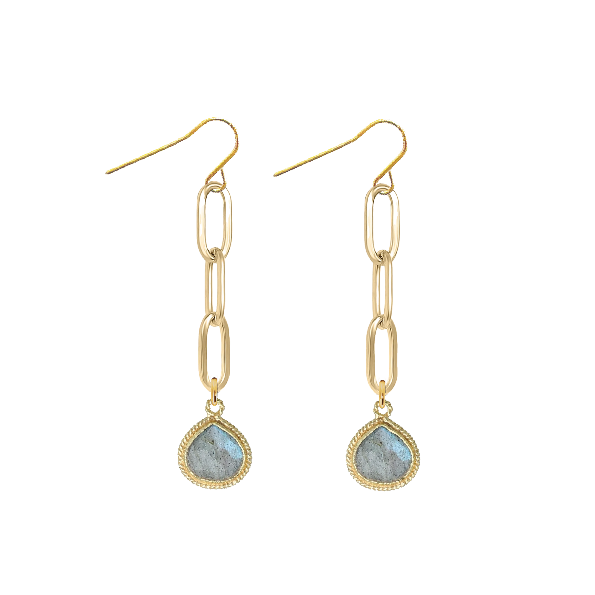 Labradorite Paperclip Drop Earrings