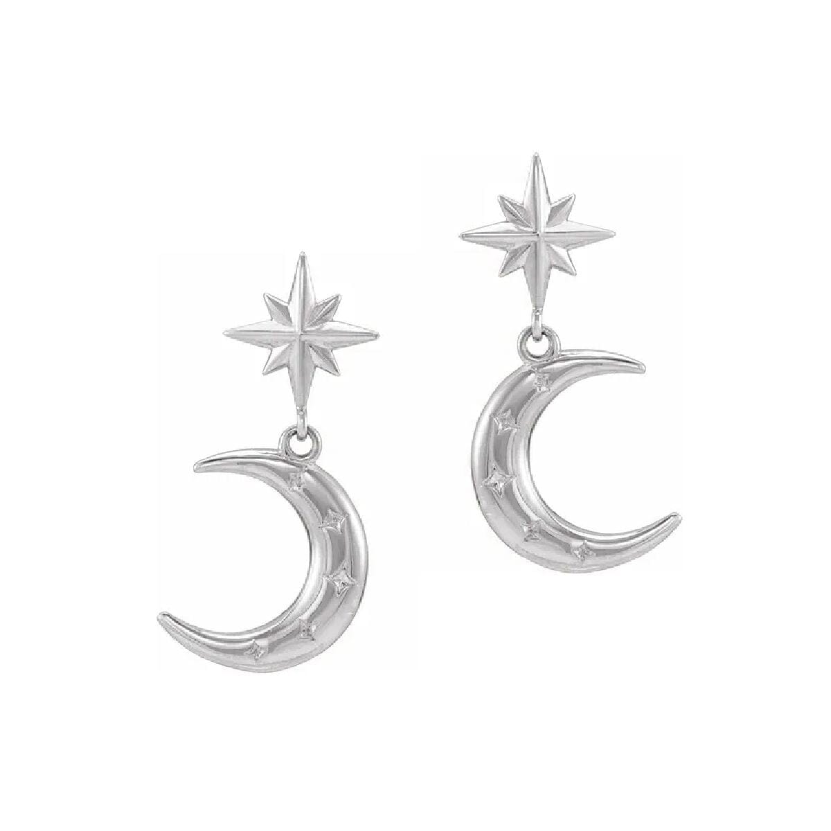 Sterling Silver celestial moon and star earrings