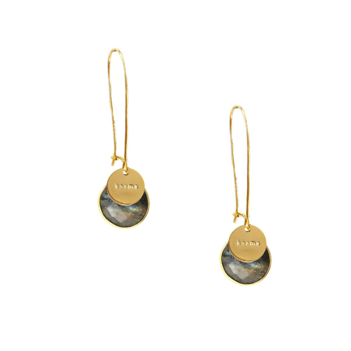 Gemstone Karma Drop Earrings in Labradorite Earrings Robyn Canady 