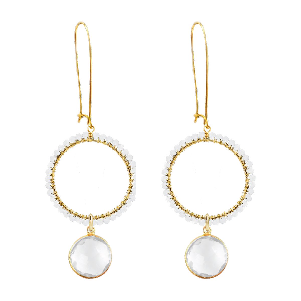 Aria Statement Drop Earrings in Moonstone & Crystal Quartz Earrings Robyn Canady 