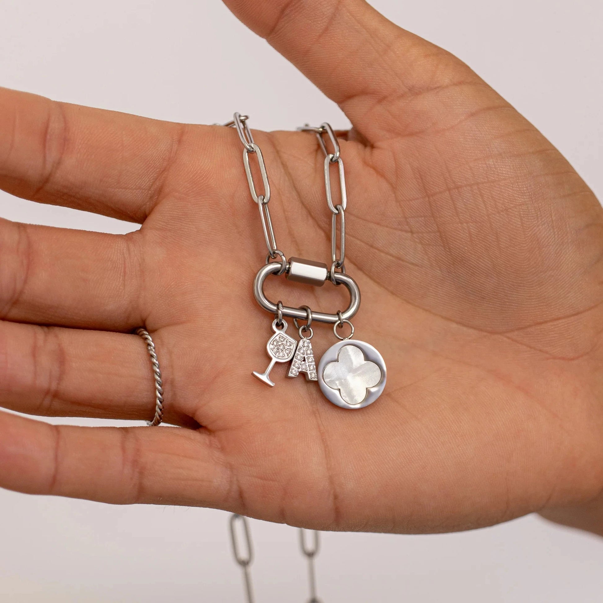 Stainless Steel, Non-Tarnish Paperclip Necklace with Carabiner Clasp Robyn Canady 