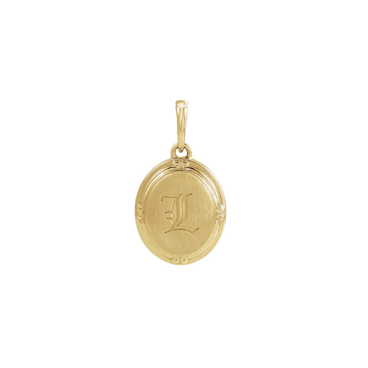 14K Yellow Gold Engravable Initial Oval Pendant – Vintage Style Monogram Disc Charm Necklace Pendant Necklace Robyn Canady Pendant Only (No Chain) A 