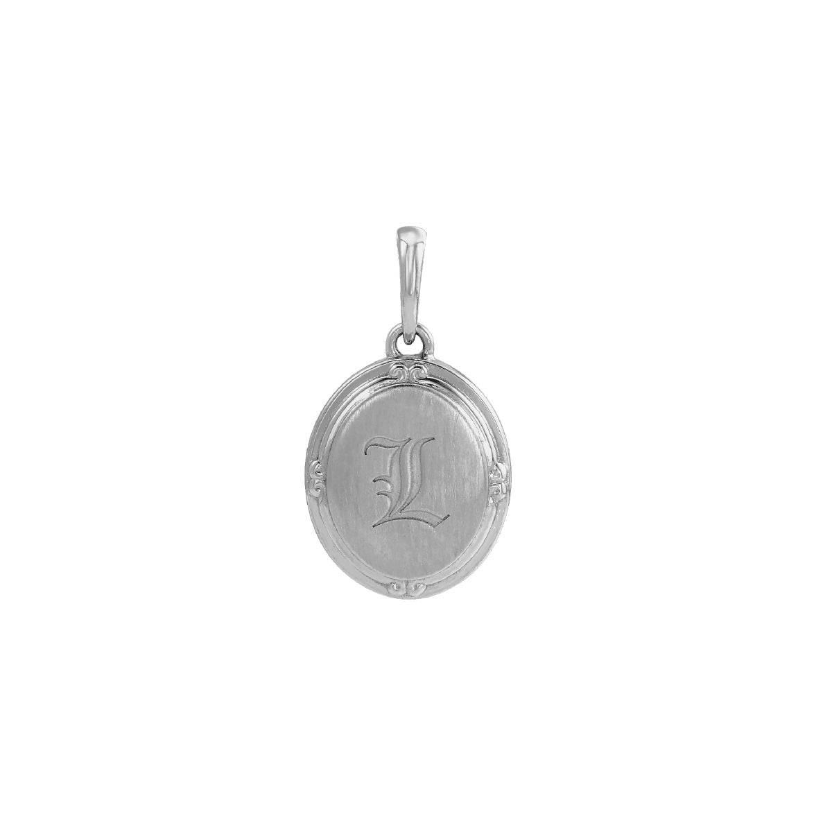 Sterling Silver Engravable Initial Oval Pendant Necklace Robyn Canady Pendant Only (No Chain) A 