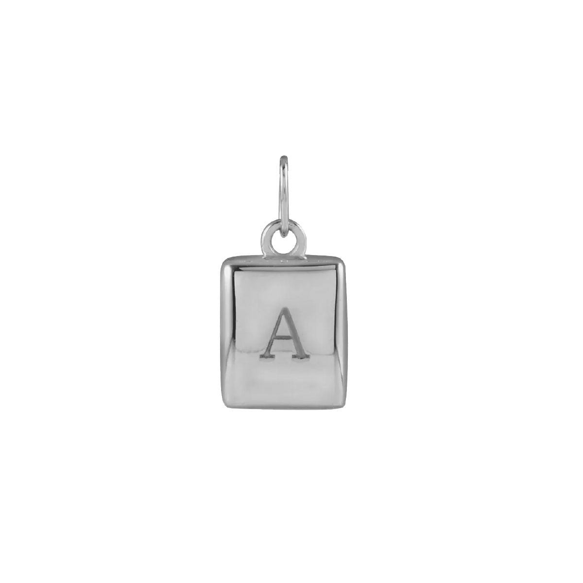 14K White Gold Initial Square Puffy Pendant Necklace Robyn Canady Pendant Only (No Chain) A 