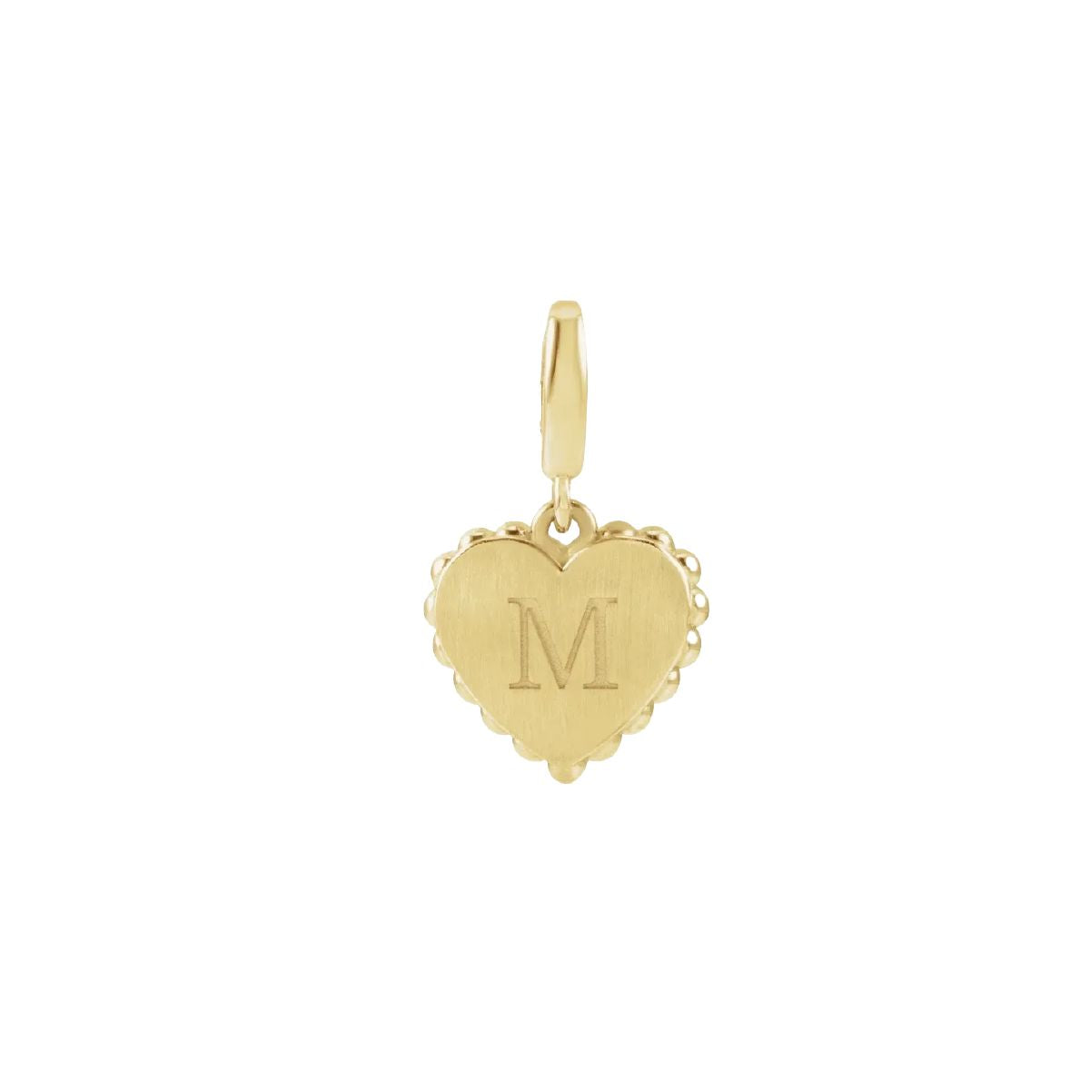 14K Yellow Gold Initial Heart Charm Pendant – Scalloped Edge Monogram Letter Charm with Lobster Clasp Necklace Robyn Canady Pendant Only (No Chain) A 