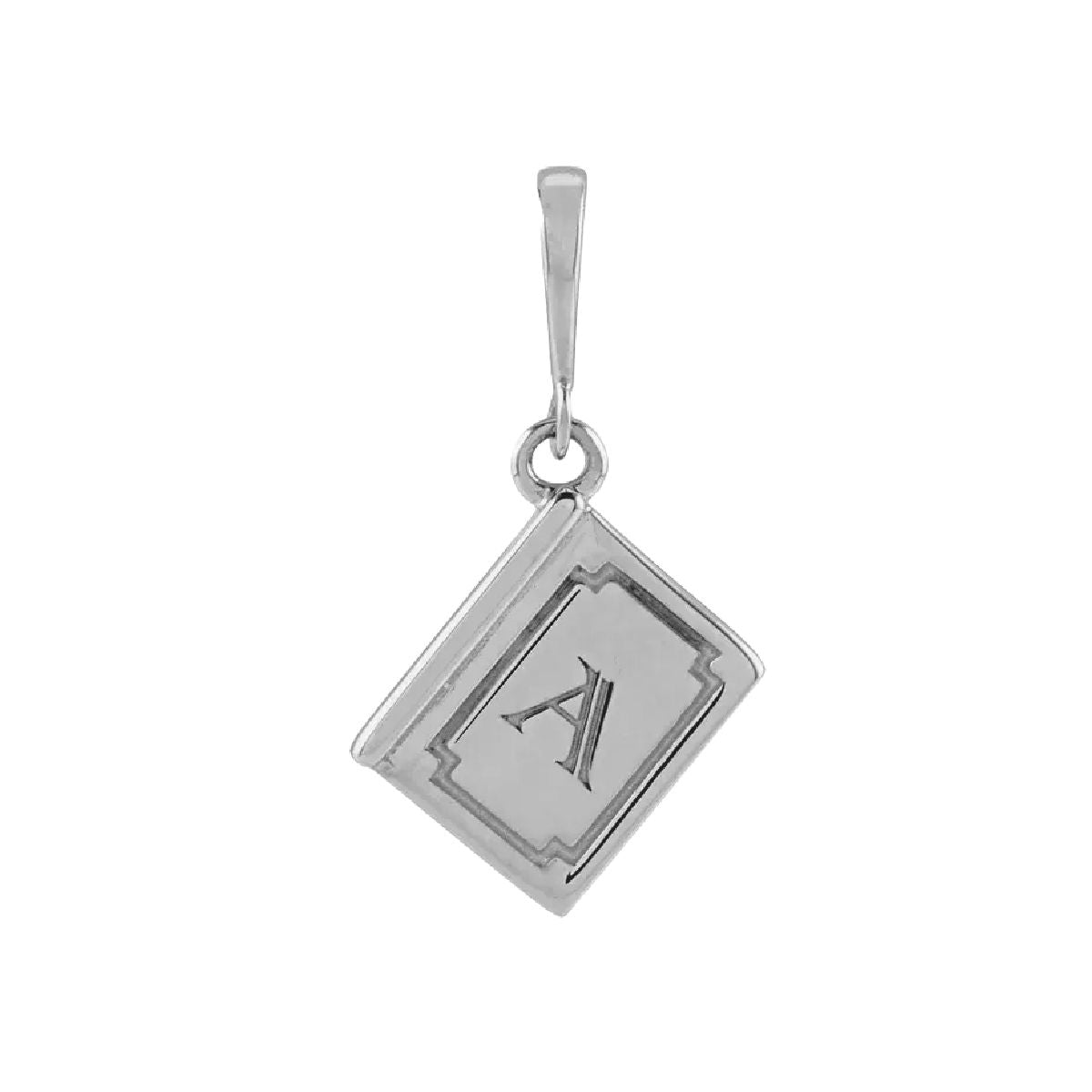 Sterling Silver Initial Book Pendant Necklace Robyn Canady Pendant Only (No Chain) A 