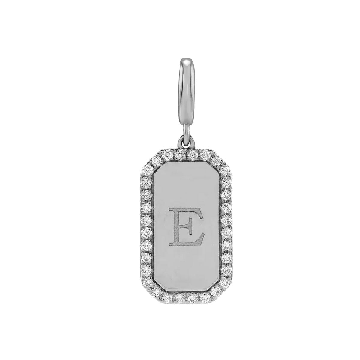 14K White Gold Initial Diamond Accent Charm – Rectangle Monogram Letter Pendant with Lobster Clasp (Copy) Necklace Robyn Canady 