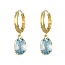 Load image into Gallery viewer, 14K Gemstone Hoop Earrings Robyn Canady Blue Topaz 
