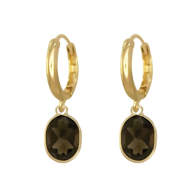 14K Gemstone Hoop Earrings Robyn Canady Smoky Quartz 