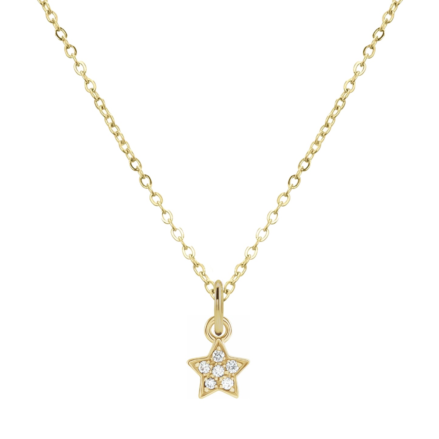 14K Mini Diamond Necklace - the super sweet, tiny pendant you can wear everyday. Necklace Robyn Canady 14K Yellow Gold Star 