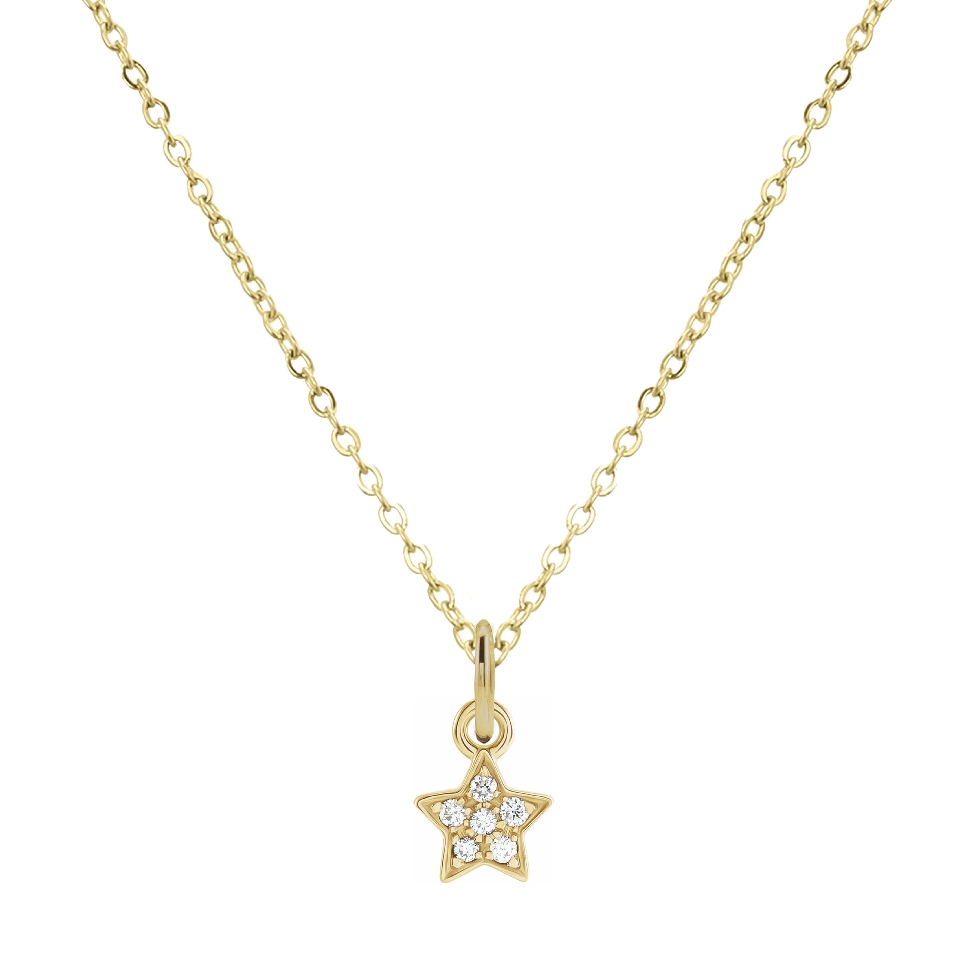 14K Mini Diamond Necklace - the super sweet, tiny pendant you can wear everyday. Necklace Robyn Canady 14K Yellow Gold Star 