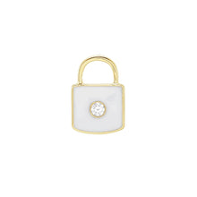 Load image into Gallery viewer, White Enamel Diamond Lock Necklace or Charm Necklace Robyn Canady 14K Solid Yellow Gold No Chain/Charm Only 
