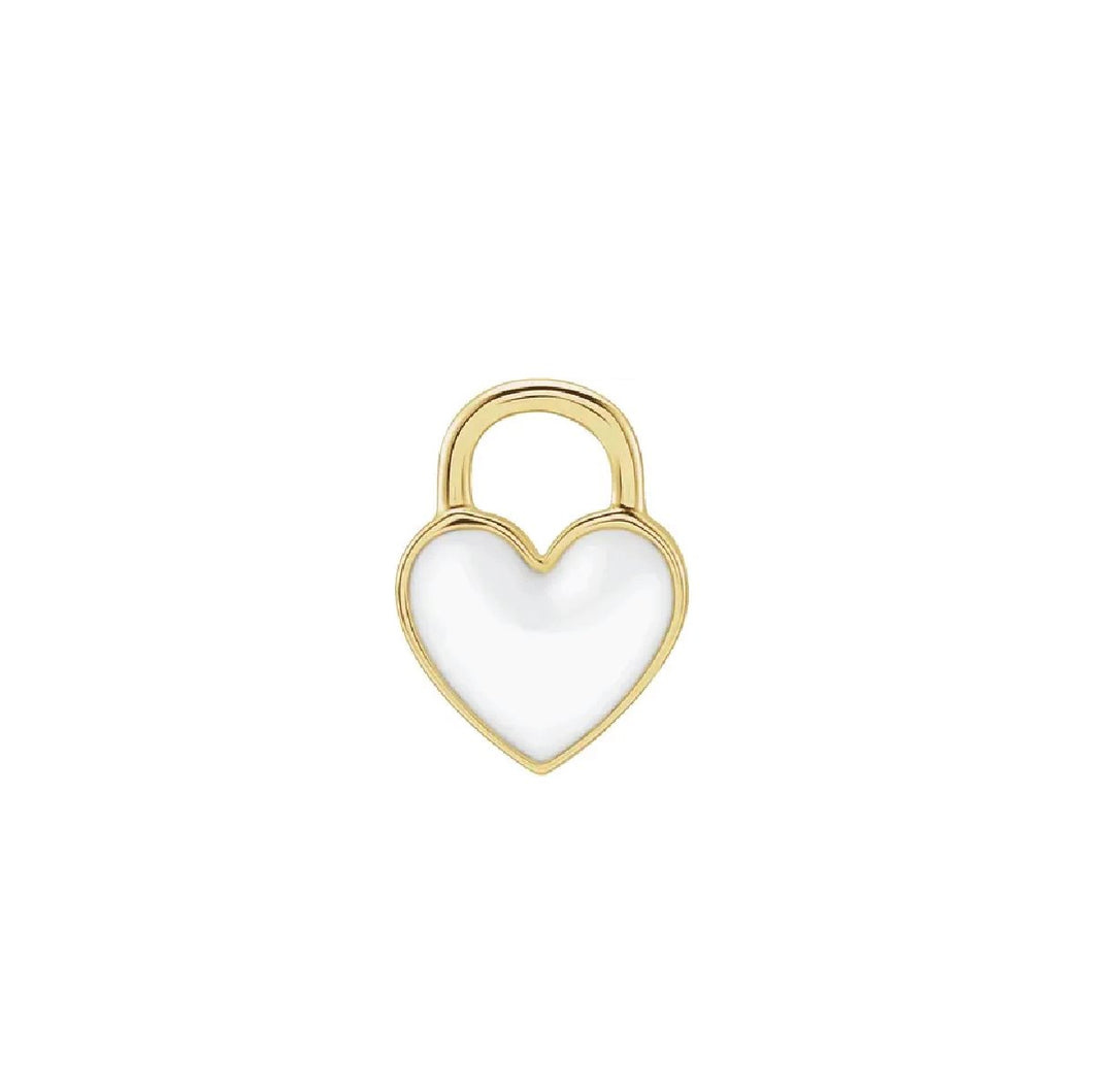 White Enamel Heart Necklace or Charm Necklace Robyn Canady 14K Solid Gold No Chain/Charm Only 