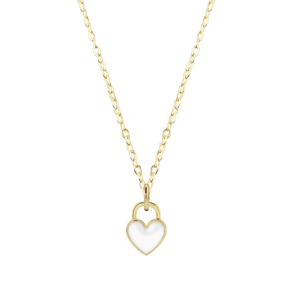 White Enamel Heart Necklace or Charm Necklace Robyn Canady 14K Solid Gold 14K Gold Filled 