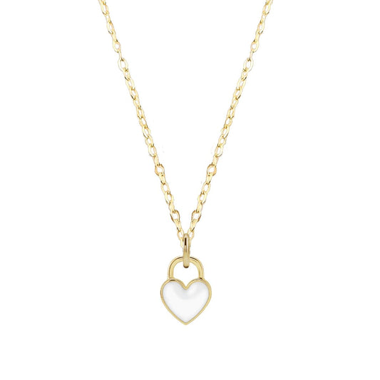 White Enamel Heart Necklace or Charm Necklace Robyn Canady 14K Solid Gold 14K Gold Filled 