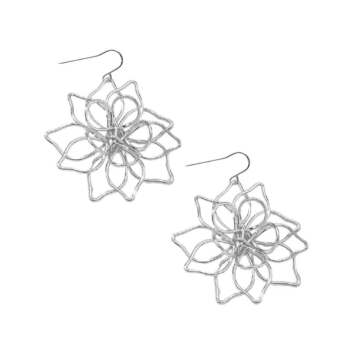 Medium Flower Wire Earrings Earrings Robyn Canady Silver 