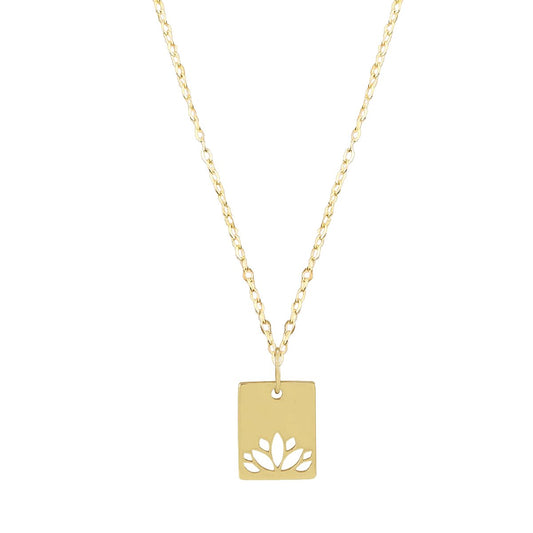 Lotus Rectangle Necklace Necklace Robyn Canady 14K Yellow Gold 16" Yellow Gold Filled Chain 