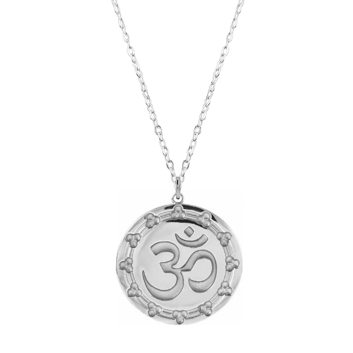 Large Om Necklace Necklace Robyn Canady 14K White Gold 16" 14K White Gold Chain 