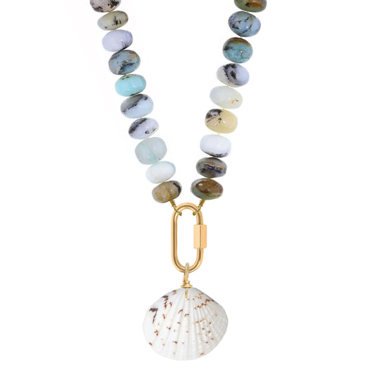 Peruvian Opal Shell Necklace Robyn Canady Gold 