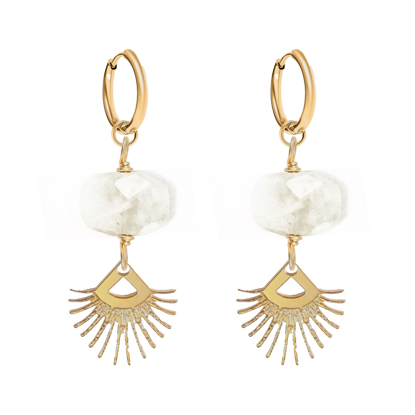 Sunburst Fringe Moonstone Drop Earrings Robyn Canady Gold 