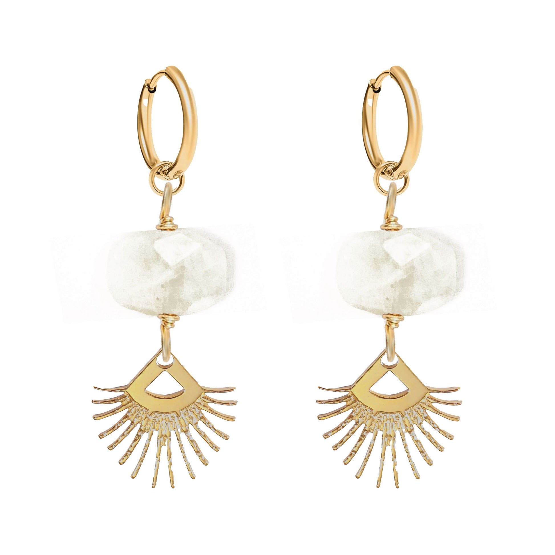 Sunburst Fringe Moonstone Drop Earrings Robyn Canady Gold 