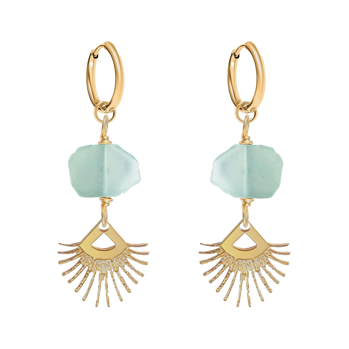 Aqua Chalcedony Drop Earrings Robyn Canady Gold 