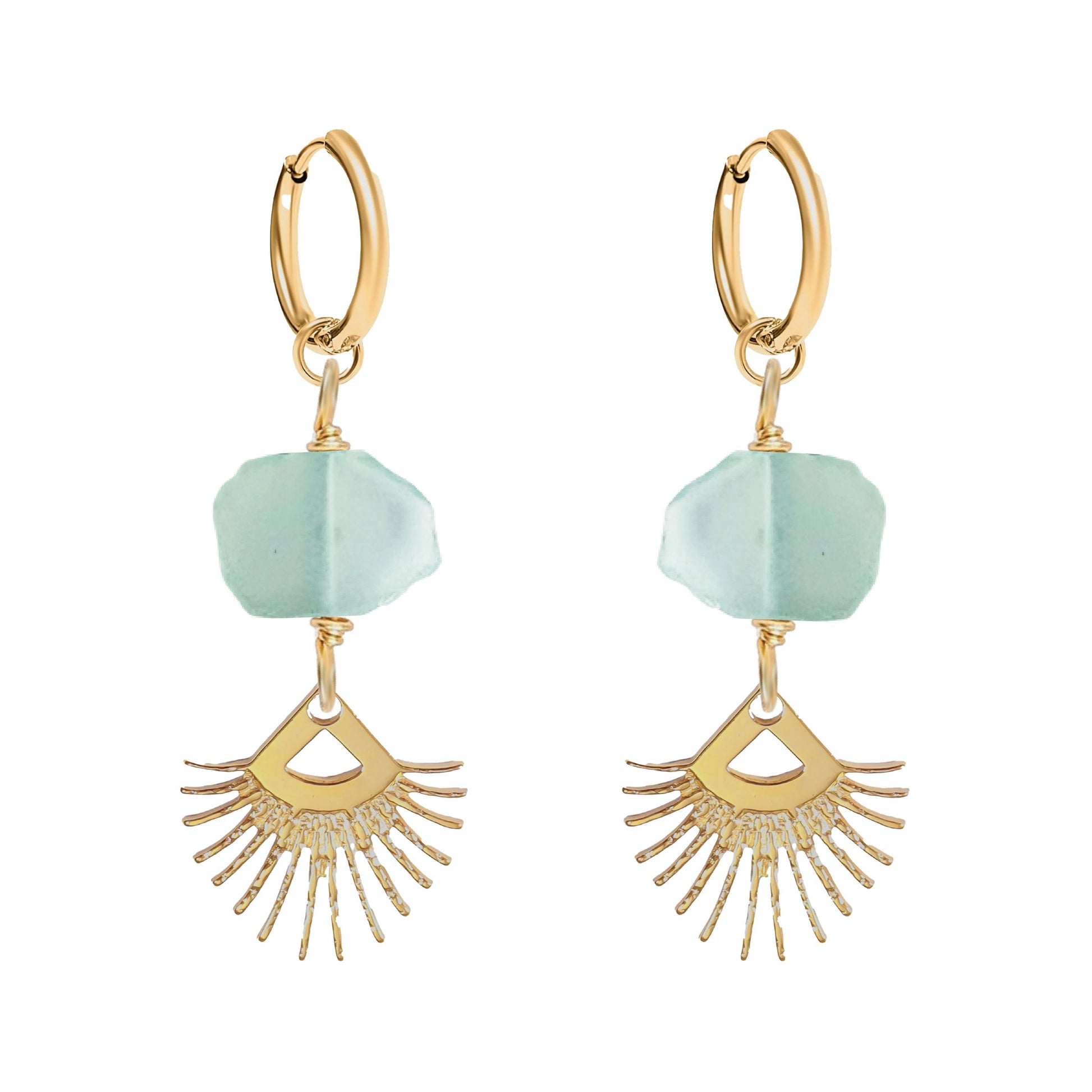 Aqua Chalcedony Drop Earrings Robyn Canady Gold 
