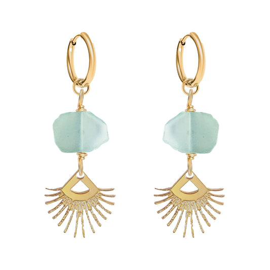 Aqua Chalcedony Drop Earrings Robyn Canady Gold 