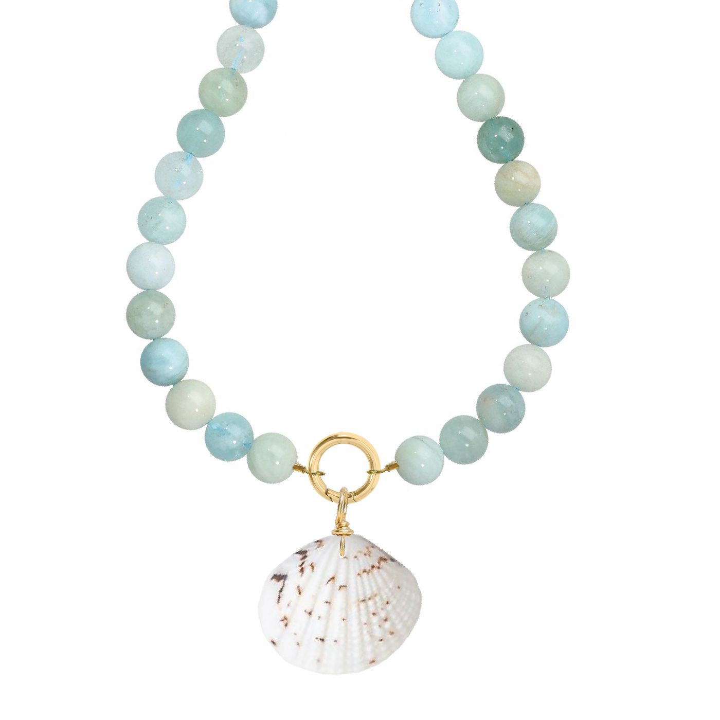 Aquamarine Shell Necklace Robyn Canady Gold 
