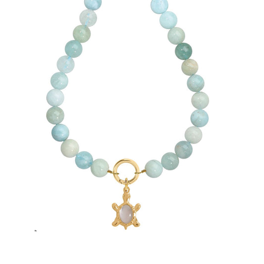 Aquamarine Turtle Necklace Robyn Canady Gold 