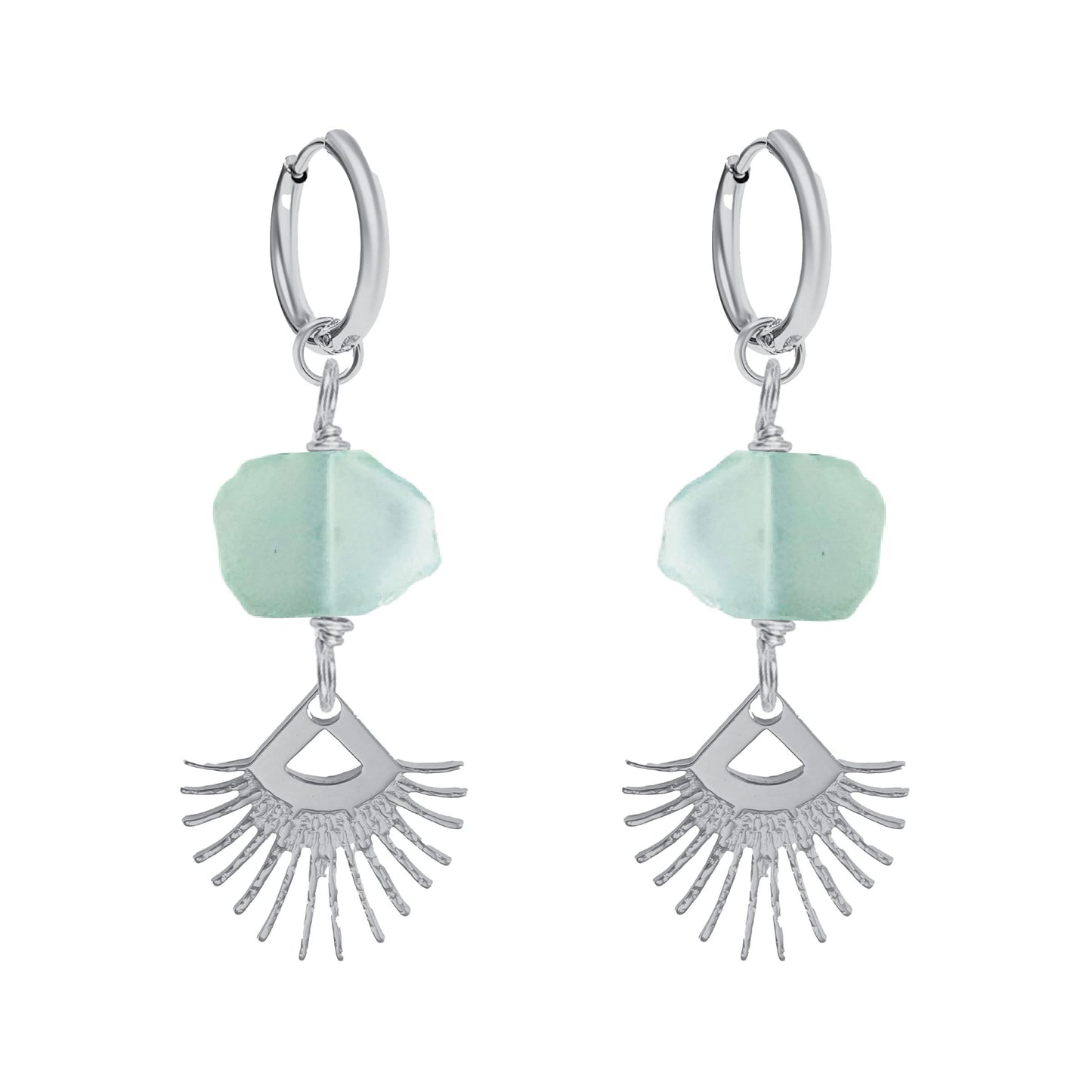 Aqua Chalcedony Drop Earrings Robyn Canady Silver 