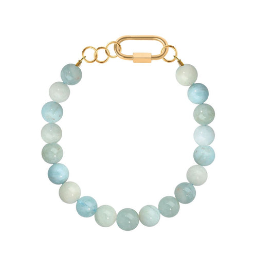 Aquamarine 8mm Beaded Bracelet Robyn Canady Gold 